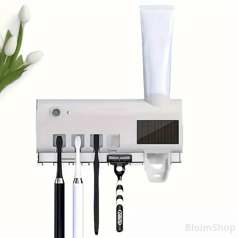 🦷 Porte-brosse à dents UV Automatique – Distributeur de dentifrice intégré
