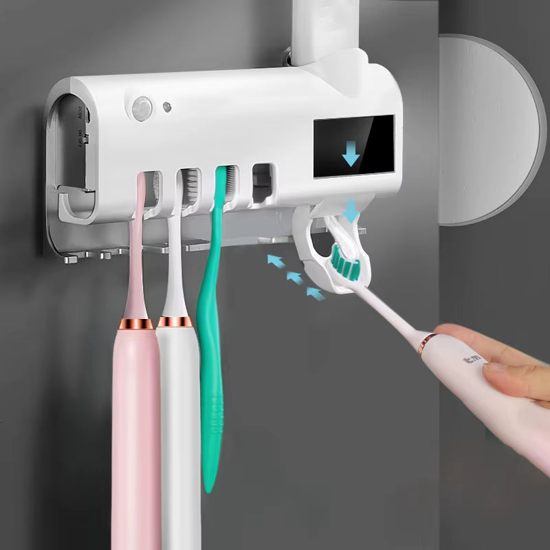 🦷 Porte-brosse à dents UV Automatique – Distributeur de dentifrice intégré